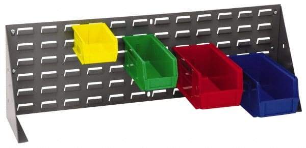 Quantum Storage - 24 Bin Bench Rack Unit with Bins - 27 Inch Overall Width x 8 Inch Overall Depth x 21 Inch Overall Height, Red Polypropylene / Polyethylene Bins - Eagle Tool & Supply