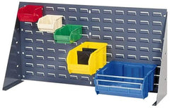 Quantum Storage - 240 Lb Capacity, 8" Deep x 27" Wide x 21" High, Steel Bench Rack - 1 Side, 24 Yellow Polyethylene/Polypropylene Bins, 4-1/8" Bin Width x 3" Bin Height x 5-1/2" Bin Depth - Eagle Tool & Supply