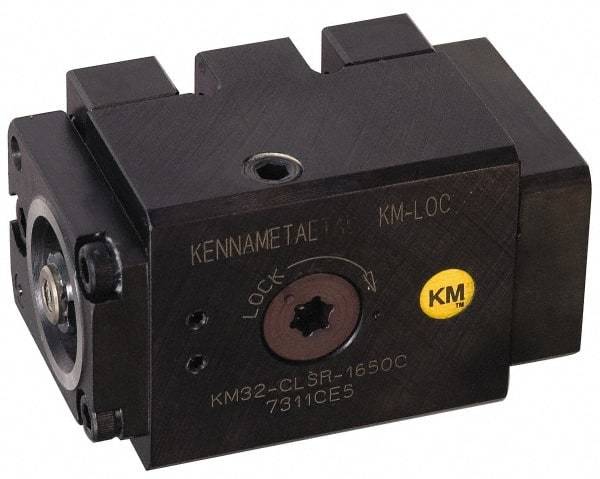 Kennametal - Right Hand Cut, KM32 Modular Connection, Square Shank Lathe Modular Clamping Unit - 1.89" Square Shank Length, 1-1/2" Square Shank Width, 3.622" OAL, Through Coolant, Series CLSR Square Shank - Exact Industrial Supply