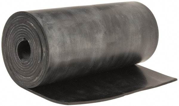 Made in USA - 3/32" Thick x 6" Wide x 5' Long Black Buna-N Rubber Roll - Stock Length, Plain Back, 50 Shore A Durometer, 2,500 psi Tensile Strength, -20°F to 170°F - Eagle Tool & Supply