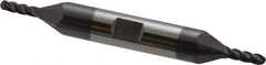 Accupro - 1/8" Diam, 3/8" LOC, 4 Flute Solid Carbide Ball End Mill - AlTiN Finish, Double End, 3" OAL, 3/8" Shank Diam, Spiral Flute - Eagle Tool & Supply