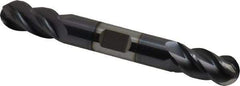 Accupro - 1/2" Diam, 1" LOC, 4 Flute Solid Carbide Ball End Mill - AlTiN Finish, Double End, 4" OAL, 1/2" Shank Diam, Spiral Flute - Eagle Tool & Supply