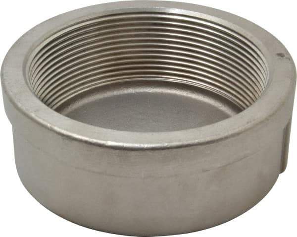 Merit Brass - 4" Grade 304 Stainless Steel Pipe End Cap - FNPT End Connections, 150 psi - Eagle Tool & Supply
