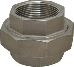 Merit Brass - 2-1/2" Grade 304 Stainless Steel Pipe Union - FNPT x FNPT End Connections, 150 psi - Eagle Tool & Supply