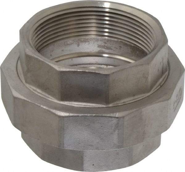 Merit Brass - 3" Grade 304 Stainless Steel Pipe Union - FNPT x FNPT End Connections, 150 psi - Eagle Tool & Supply