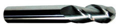 Accupro - 1" Diam, 2" LOC, 3 Flute Solid Carbide Ball End Mill - TiCN Finish, Single End, 6" OAL, 1" Shank Diam, Spiral Flute - Eagle Tool & Supply