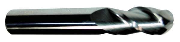 Accupro - 9/16" Diam, 3" LOC, 3 Flute Solid Carbide Ball End Mill - Uncoated, Single End, 6" OAL, 9/16" Shank Diam, Spiral Flute - Eagle Tool & Supply