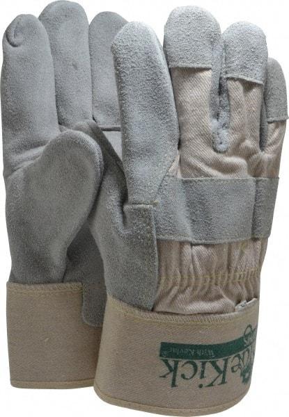 MCR Safety - Size L Cowhide Work Gloves - Uncoated, Safety Cuff, Gray, Paired - Eagle Tool & Supply