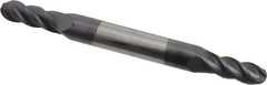 Accupro - 13/64" Diam, 1/2" LOC, 4 Flute Solid Carbide Ball End Mill - AlTiN Finish, Double End, 2-1/2" OAL, 1/4" Shank Diam, Spiral Flute - Eagle Tool & Supply