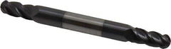 Accupro - 7/32" Diam, 7/16" LOC, 4 Flute Solid Carbide Ball End Mill - AlTiN Finish, Double End, 2-1/2" OAL, 1/4" Shank Diam, Spiral Flute - Eagle Tool & Supply