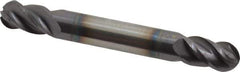 Accupro - 5/16" Diam, 1/2" LOC, 4 Flute Solid Carbide Ball End Mill - AlTiN Finish, Double End, 2-1/2" OAL, 5/16" Shank Diam, Spiral Flute - Eagle Tool & Supply
