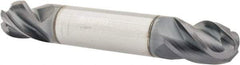 Accupro - 3/8" Diam, 1/2" LOC, 4 Flute Solid Carbide Ball End Mill - AlTiN Finish, Double End, 2-1/2" OAL, 3/8" Shank Diam, Spiral Flute - Eagle Tool & Supply