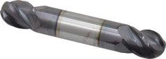 Accupro - 1/2" Diam, 5/8" LOC, 4 Flute Solid Carbide Ball End Mill - AlTiN Finish, Double End, 3" OAL, 1/2" Shank Diam, Spiral Flute - Eagle Tool & Supply
