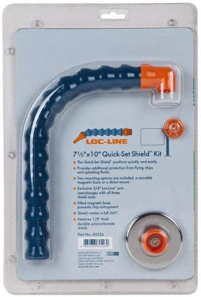 Loc-Line - Polycarbonate Flat Base & Shield - 7-1/2" Wide x 10" Long x 1/8" Thick, 14" Arm Reach, Magnetic/Bracket Base, For General Purpose Use - Eagle Tool & Supply