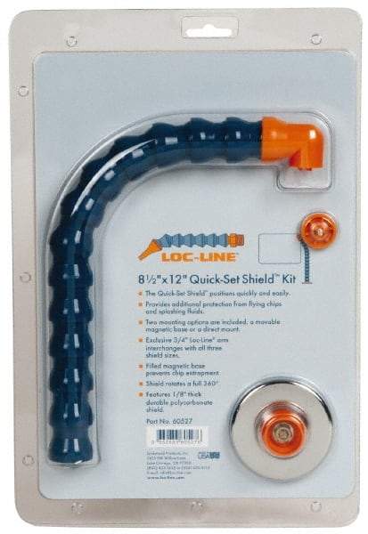 Loc-Line - Polycarbonate Flat Base & Shield - 8-1/2" Wide x 12" Long x 1/8" Thick, 14" Arm Reach, Magnetic/Bracket Base, For General Purpose Use - Eagle Tool & Supply