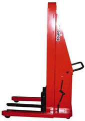 Presto Lifts - 2,000 Lb Capacity, 127" Lift Height, Battery Operated Straddle Stacker - 2-1/2" Lowered Height, 20" Load Center, 30" Fork Length, 38" Overall Width - Eagle Tool & Supply