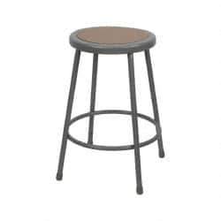 NPS - 24 Inch High, Stationary Fixed Height Stool - Hardboard Seat, Gray and Brown - Eagle Tool & Supply