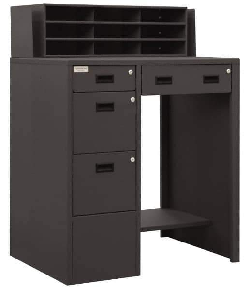 Durham - 4 Drawer Deluxe Shop Desk - 39 Inch Wide x 28-3/4 Inch Deep x 55-1/2 Inch High, Gray - Eagle Tool & Supply