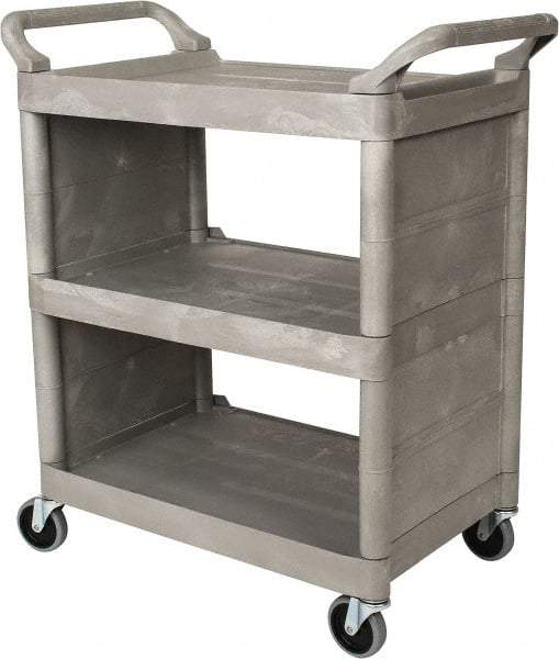 Rubbermaid - 300 Lb Capacity, 31" Wide x 18" Long x 37-1/2" High Service Cart - 3 Shelf, Plastic - Eagle Tool & Supply
