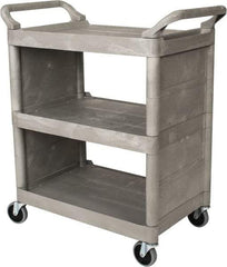 Rubbermaid - 300 Lb Capacity, 31" Wide x 18" Long x 37-1/2" High Service Cart - 3 Shelf, Plastic - Eagle Tool & Supply