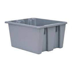 Rubbermaid - 1.3 Cu Ft, 100 Lb Load Capacity Gray Polyethylene Tote Container - Stacking, Nesting, 19-1/2" Long x 15-1/2" Wide x 10" High - Eagle Tool & Supply