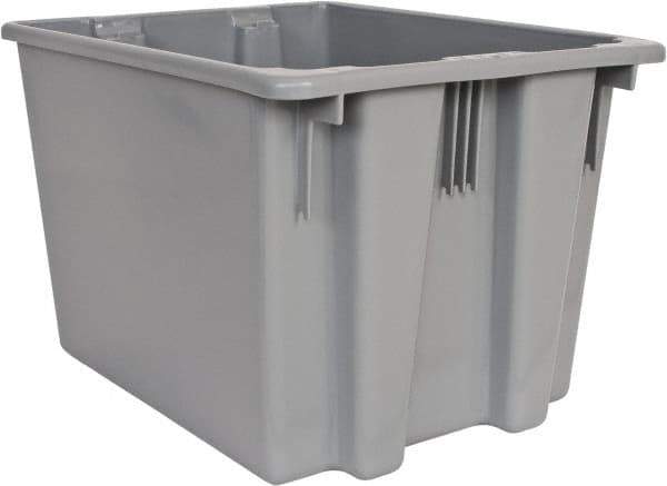 Rubbermaid - 1.6 Cu Ft, Gray Polyethylene Tote Container - Stacking, Nesting, 19-1/2" Long x 15-1/2" Wide x 13" High - Eagle Tool & Supply