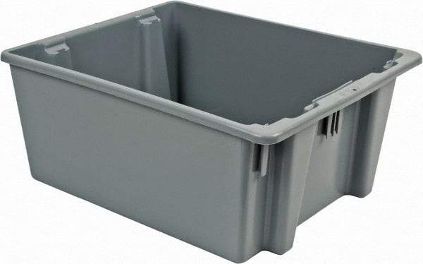 Rubbermaid - 2 Cu Ft, 100 Lb Load Capacity Gray Polyethylene Tote Container - Stacking, Nesting, 23-1/2" Long x 19-1/2" Wide x 10" High - Eagle Tool & Supply