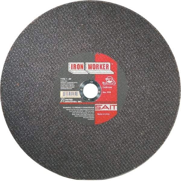 Sait - 16" Aluminum Oxide Cutoff Wheel - 3/32" Thick, 1" Arbor, 3,700 Max RPM, Use with Chop Saws - Eagle Tool & Supply