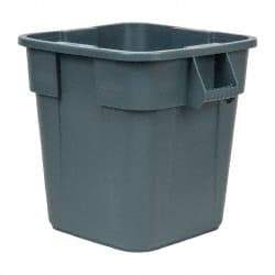 Rubbermaid - 28 Gal Gray Square Trash Can - Polyethylene, 22-1/2" High x 21-1/2" Long x 21-1/2" Wide - Eagle Tool & Supply