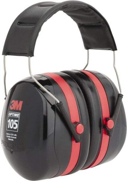 3M - Over the Head Black & Red Earmuffs - 30 NRR Rating - Eagle Tool & Supply