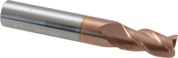 Accupro - 9/32", 1/2" LOC, 5/16" Shank Diam, 2" OAL, 3 Flute, Solid Carbide Square End Mill - Single End, TiCN Finish, Spiral Flute, 40° Helix, Centercutting, Right Hand Cut, Right Hand Flute - Eagle Tool & Supply