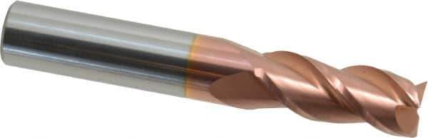 Accupro - 27/64", 1" LOC, 7/16" Shank Diam, 2-3/4" OAL, 3 Flute, Solid Carbide Square End Mill - Single End, TiCN Finish, Spiral Flute, 40° Helix, Centercutting, Right Hand Cut, Right Hand Flute - Eagle Tool & Supply