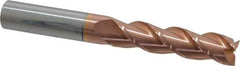Accupro - 1/2", 2" LOC, 1/2" Shank Diam, 4" OAL, 3 Flute, Solid Carbide Square End Mill - Single End, TiCN Finish, Spiral Flute, 40° Helix, Centercutting, Right Hand Cut, Right Hand Flute - Eagle Tool & Supply