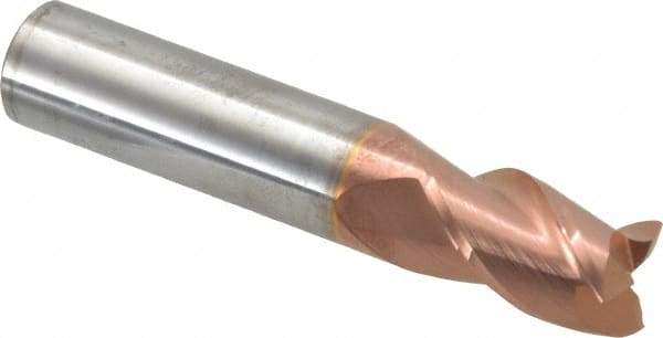 Accupro - 9/16", 7/8" LOC, 9/16" Shank Diam, 3" OAL, 3 Flute, Solid Carbide Square End Mill - Single End, TiCN Finish, Spiral Flute, 40° Helix, Centercutting, Right Hand Cut, Right Hand Flute - Eagle Tool & Supply