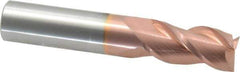 Accupro - 5/8", 1-1/4" LOC, 5/8" Shank Diam, 3-1/2" OAL, 3 Flute, Solid Carbide Square End Mill - Single End, TiCN Finish, Spiral Flute, 40° Helix, Centercutting, Right Hand Cut, Right Hand Flute - Eagle Tool & Supply