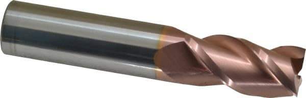 Accupro - 3/4", 1-1/2" LOC, 3/4" Shank Diam, 4" OAL, 3 Flute, Solid Carbide Square End Mill - Single End, TiCN Finish, Spiral Flute, 40° Helix, Centercutting, Right Hand Cut, Right Hand Flute - Eagle Tool & Supply