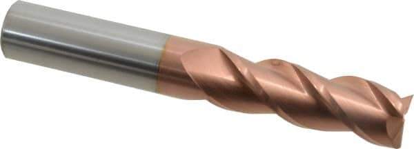 Accupro - 3/4", 2-1/4" LOC, 3/4" Shank Diam, 5" OAL, 3 Flute, Solid Carbide Square End Mill - Single End, TiCN Finish, Spiral Flute, 40° Helix, Centercutting, Right Hand Cut, Right Hand Flute - Eagle Tool & Supply