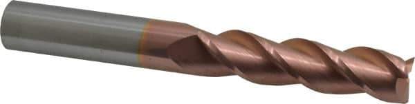Accupro - 3/4", 3" LOC, 3/4" Shank Diam, 6" OAL, 3 Flute, Solid Carbide Square End Mill - Single End, TiCN Finish, Spiral Flute, 40° Helix, Centercutting, Right Hand Cut, Right Hand Flute - Eagle Tool & Supply