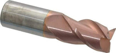 Accupro - 1", 1-3/4" LOC, 1" Shank Diam, 4" OAL, 3 Flute, Solid Carbide Square End Mill - Single End, TiCN Finish, Spiral Flute, 40° Helix, Centercutting, Right Hand Cut, Right Hand Flute - Eagle Tool & Supply
