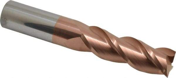 Accupro - 1", 3" LOC, 1" Shank Diam, 6" OAL, 3 Flute, Solid Carbide Square End Mill - Single End, TiCN Finish, Spiral Flute, 40° Helix, Centercutting, Right Hand Cut, Right Hand Flute - Eagle Tool & Supply