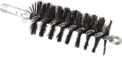 Schaefer Brush - 4-1/2" Brush Length, 2" Diam, Double Stem, Single Spiral Flue Brush - 7-1/2" Long, Tempered Steel Wire, 1/4" NPSM Male Connection - Eagle Tool & Supply