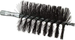 Schaefer Brush - 4-1/2" Brush Length, 3" Diam, Double Stem, Single Spiral Flue Brush - 7-1/2" Long, Tempered Steel Wire, 1/4" NPSM Male Connection - Eagle Tool & Supply