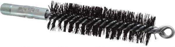 Schaefer Brush - 4-1/2" Brush Length, 1-1/4" Diam, Double Stem, Double Spiral Tube Brush - 7-1/2" Long, Tempered Steel Wire, 1/4" NPT Male Connection - Eagle Tool & Supply