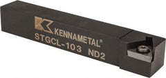 Kennametal - STGC, Left Hand Cut, 0° Lead Angle, 5/8" Shank Height x 5/8" Shank Width, Neutral Rake Indexable Turning Toolholder - 4" OAL, TC..32.5. Insert Compatibility, Series Screw-On - Eagle Tool & Supply