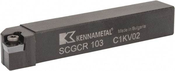 Kennametal - SCGC, Right Hand Cut, 0° Lead Angle, 5/8" Shank Height x 5/8" Shank Width, Neutral Rake Indexable Turning Toolholder - 4" OAL, CP..32.5. Insert Compatibility, Series Screw-On - Eagle Tool & Supply