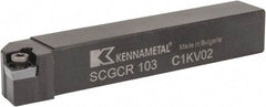 Kennametal - SCGC, Right Hand Cut, 0° Lead Angle, 5/8" Shank Height x 5/8" Shank Width, Neutral Rake Indexable Turning Toolholder - 4" OAL, CP..32.5. Insert Compatibility, Series Screw-On - Eagle Tool & Supply