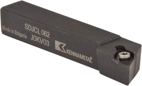 Kennametal - SDJC, Left Hand Cut, 3° Lead Angle, 3/8" Shank Height x 3/8" Shank Width, Neutral Rake Indexable Turning Toolholder - 2-1/2" OAL, DC..21.5. Insert Compatibility, Series Screw-On - Eagle Tool & Supply