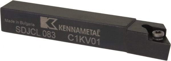 Kennametal - SDJC, Left Hand Cut, 3° Lead Angle, 1/2" Shank Height x 1/2" Shank Width, Neutral Rake Indexable Turning Toolholder - 3-1/2" OAL, DC..32.5. Insert Compatibility, Series Screw-On - Eagle Tool & Supply