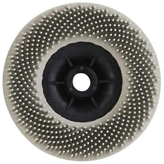 3M - 4-1/2" 120 Grit Ceramic Straight Disc Brush - Fine Grade, Threaded Hole Connector, 3/4" Trim Length, 5/8-11 Threaded Arbor Hole - Eagle Tool & Supply