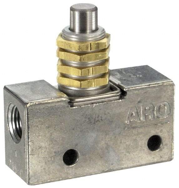 ARO/Ingersoll-Rand - 0.195 CV Rate & 7.5 CFM 3 Way Air Valve - Straight Plunger, Spring Return, 150 Max psi - Eagle Tool & Supply